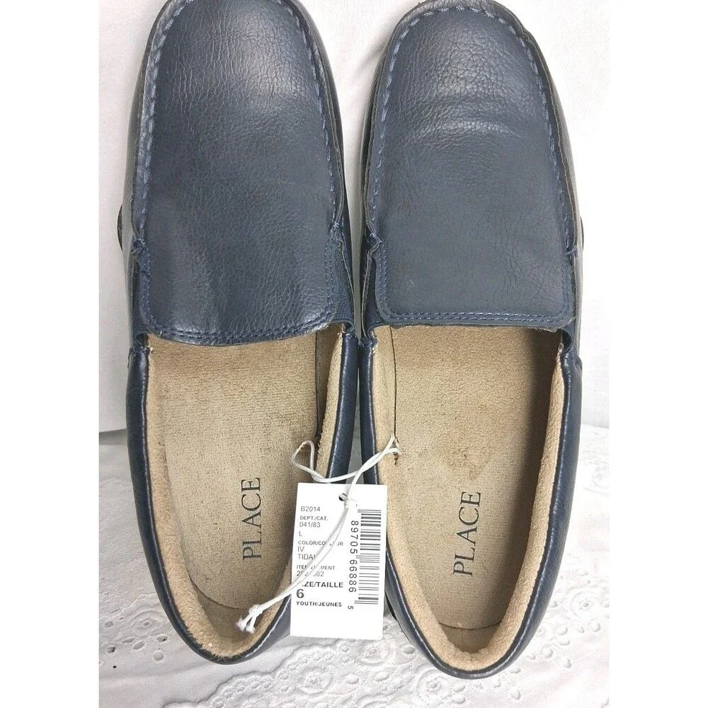 The Children’s Place Boys Slip On Loafers Tidal Blue Youth 6 Dress Shoes